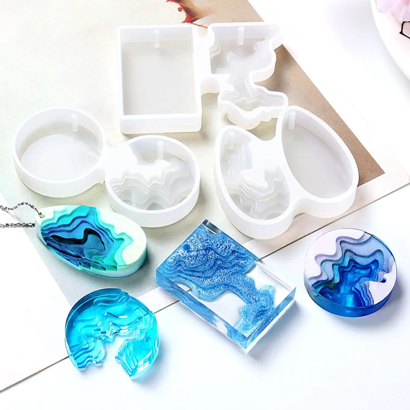 Round Water Drop Handmade DIY  - Resin Ocean Wave Mold のレビューと価格