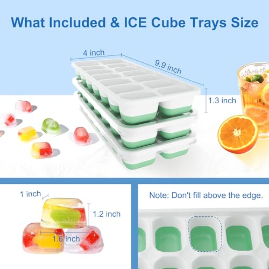 Ice Cube Tray with Lid, 3 Pack - Silicone Mold Tray のレビューと価格
