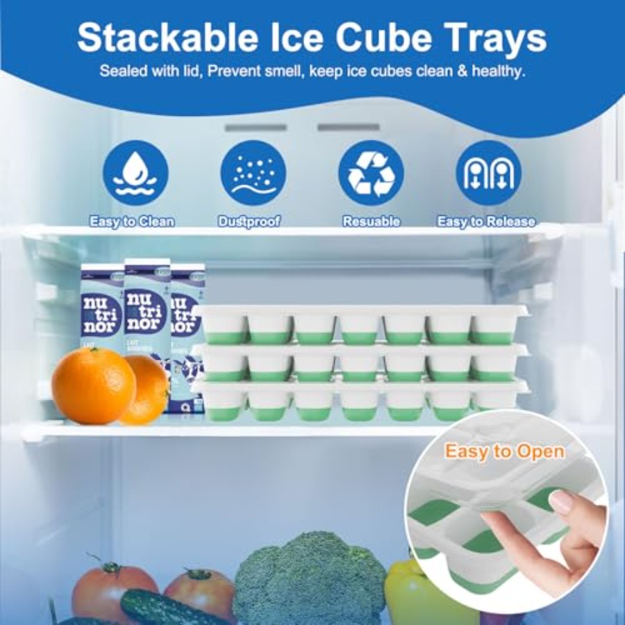 Ice Cube Tray with Lid, 3 Pack - Silicone Mold Tray のレビューと価格
