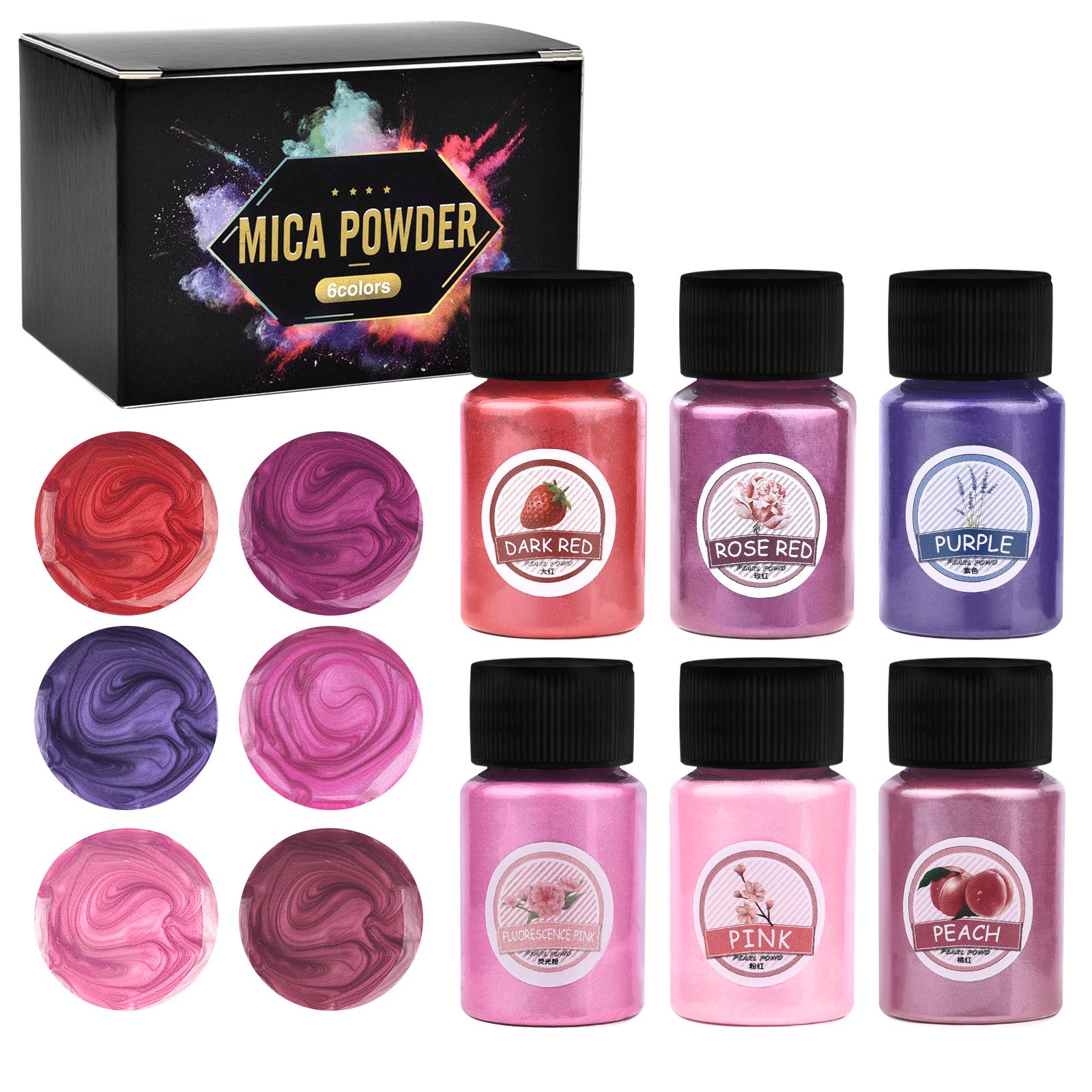 6Colors/Sets Pearl Powder Pigm - Resin Pigment Set のレビューと価格