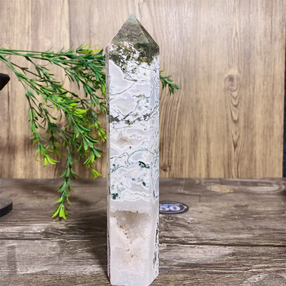 Big Green Moss Agate Druzy Nat - Terrarium Moss Art のレビューと価格