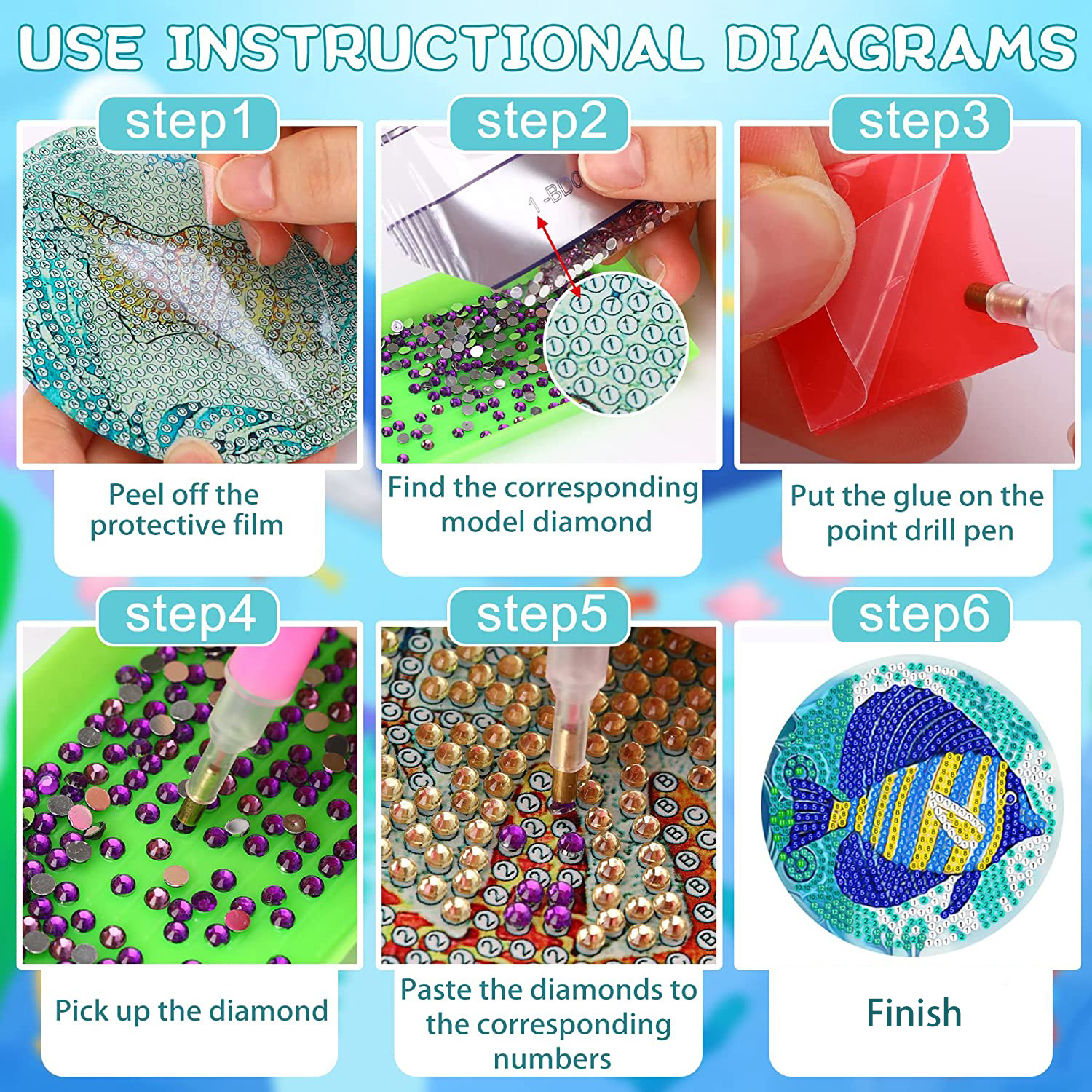 RUOPOTY 8pc/sets Diamond Paint - Resin Craft For Beginners のレビューと価格