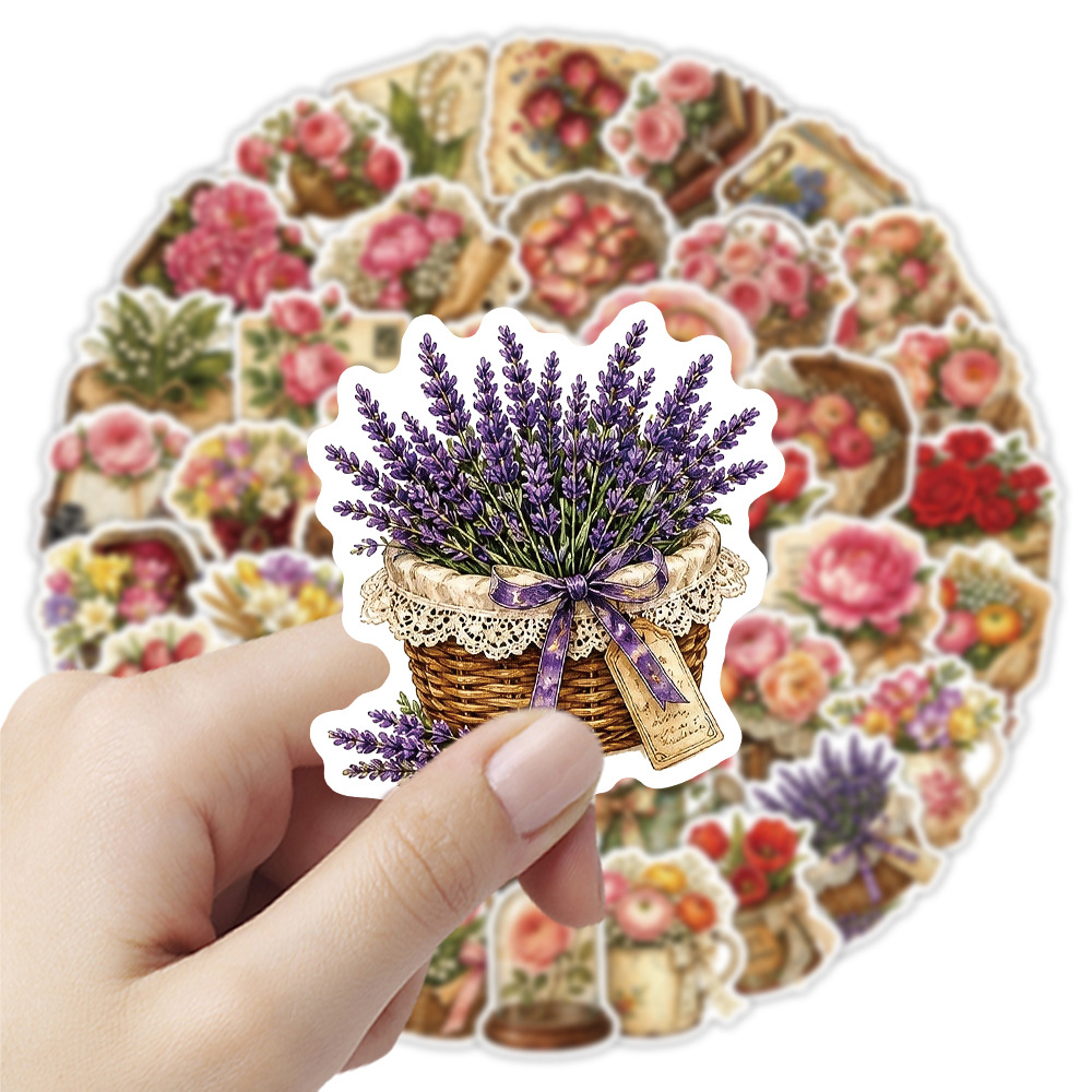 50Pcs Vintage Floral Stickers  - Dried Flower Bulk のレビューと価格